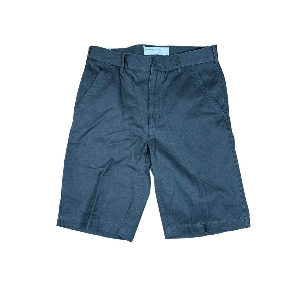 Perry Ellis Men's Cotton Shorts Raven 32 Modern Fit Green With Cell Phone Pocket